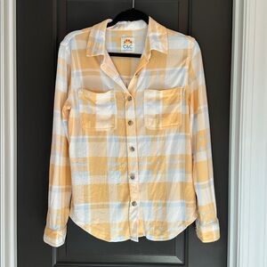 C&C‎ California Yellow and White Plaid Shirt Size S